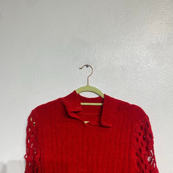 Michael Simon Red Cropped Sample Vintage Sweater Sz M - Picture 3 of 12